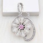 White Petal Flower Snap with Pink Crystal Center - Image 2