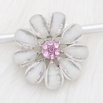 White Petal Flower Snap with Pink Crystal Center - Image 3