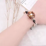 Amber Petal Enamel Flower with Pearl Center - Image 2