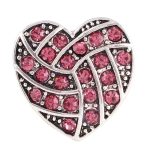 Pink Crystal Woven Heart Snap