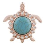 Rose Gold Turtle with Turquoise Center