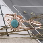 Rose Gold Turtle with Turquoise Center - Image 2