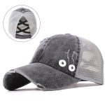 Distressed Ponytail Hat – Grey