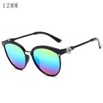 Black Frame Sunglasses with Rainbow Mirror Lenses – 12mm Snap Compatible