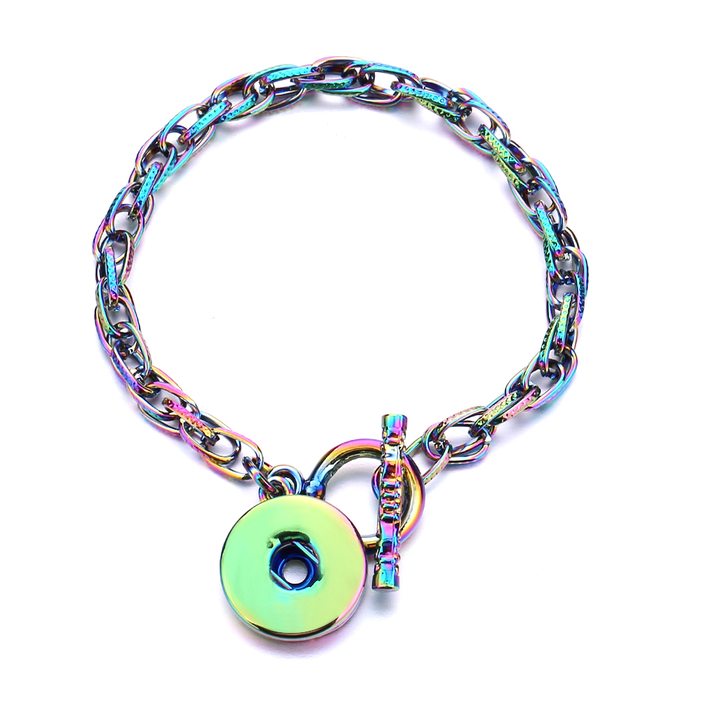 KD5993 Iridescent Chain Toggle Snap Bracelet - Image 1