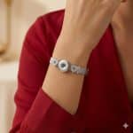 Stainless Steel Mesh Heart Snap Bracelet - Image 2