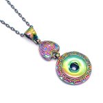 Iridescent Scroll Heart Snap Pendant Necklace
