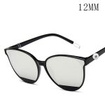Black Frame Sunglasses with Silver Mirror Lenses – 12mm Snap Compatible