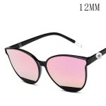 Black Frame Sunglasses with Pink Mirror Lenses – 12mm Snap Compatible