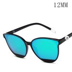 Black Frame Sunglasses with Blue-Green Mirror Lenses – 12mm Snap Compatible