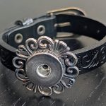Tooled Black Leather Snap Bracelet