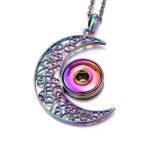 Iridescent Crescent Moon Snap Necklace