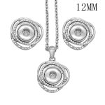 Silver Crystal Swirl Snap Jewelry Set (Necklace & Earrings) – 12mm