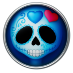 CLEARANCE - Blue Sugar Skull with Hearts