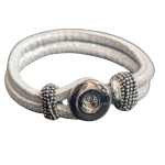 White Glitter Snap Bracelet with Silver Accents