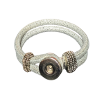 White Snap Bracelet with Sparkle Accents and Beaded Detail