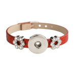 CLEARANCE - Red Glitter Snap Bracelet with Crystal Flower Accents