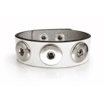 White Leather Triple Snap Bracelet