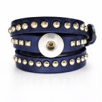 CLEARANCE - Navy Leather Wrap Bracelet with Gold Studs