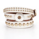 CLEARANCE - White Leather Wrap Bracelet with Gold Studs