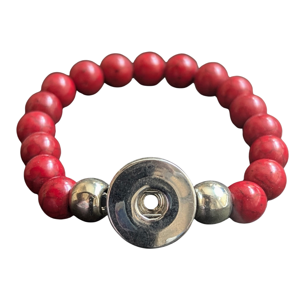NF1211 Red Howlite Stone Beaded Bracelet - Image 1