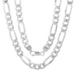 Chunky Silver Figaro Chain Necklace – 18"
