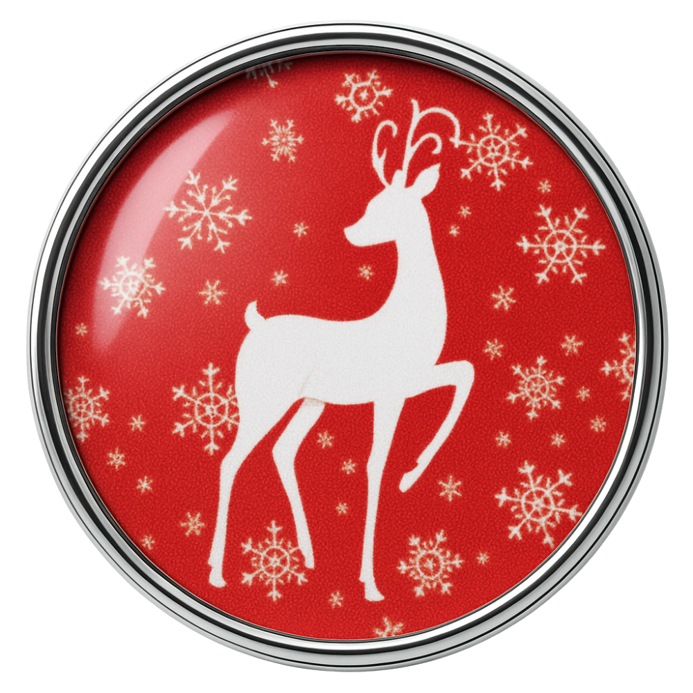 NF6028 White Reindeer Snowflake Snap - Image 1