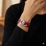 Red Heart Leather Wrap Snap Bracelet - Image 2