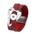 Red Heart Leather Wrap Snap Bracelet