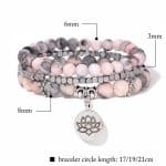 Natural Jasper & Pink Stone Three-Strand Snap Bracelet - Image 3