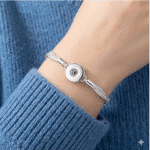 Silver Multi-Strand Dangling Heart Snap Bracelet - Image 2