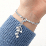 Silver Multi-Strand Dangling Heart Snap Bracelet - Image 3