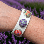 White Leather Triple Snap Bracelet - Image 2