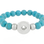Natural Turquoise Stone Beaded Snap Bracelet